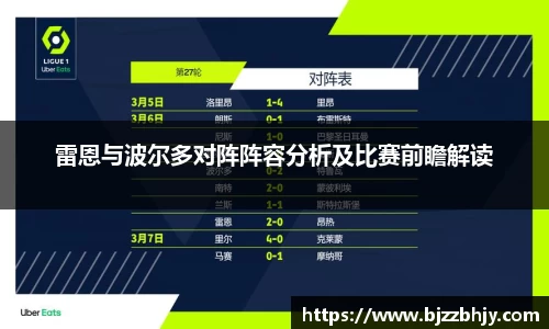 雷恩与波尔多对阵阵容分析及比赛前瞻解读